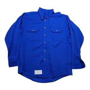 Bulwark Flame Resistant Work Shirt Mens XL Blue Long Sleeve Button Down EUC